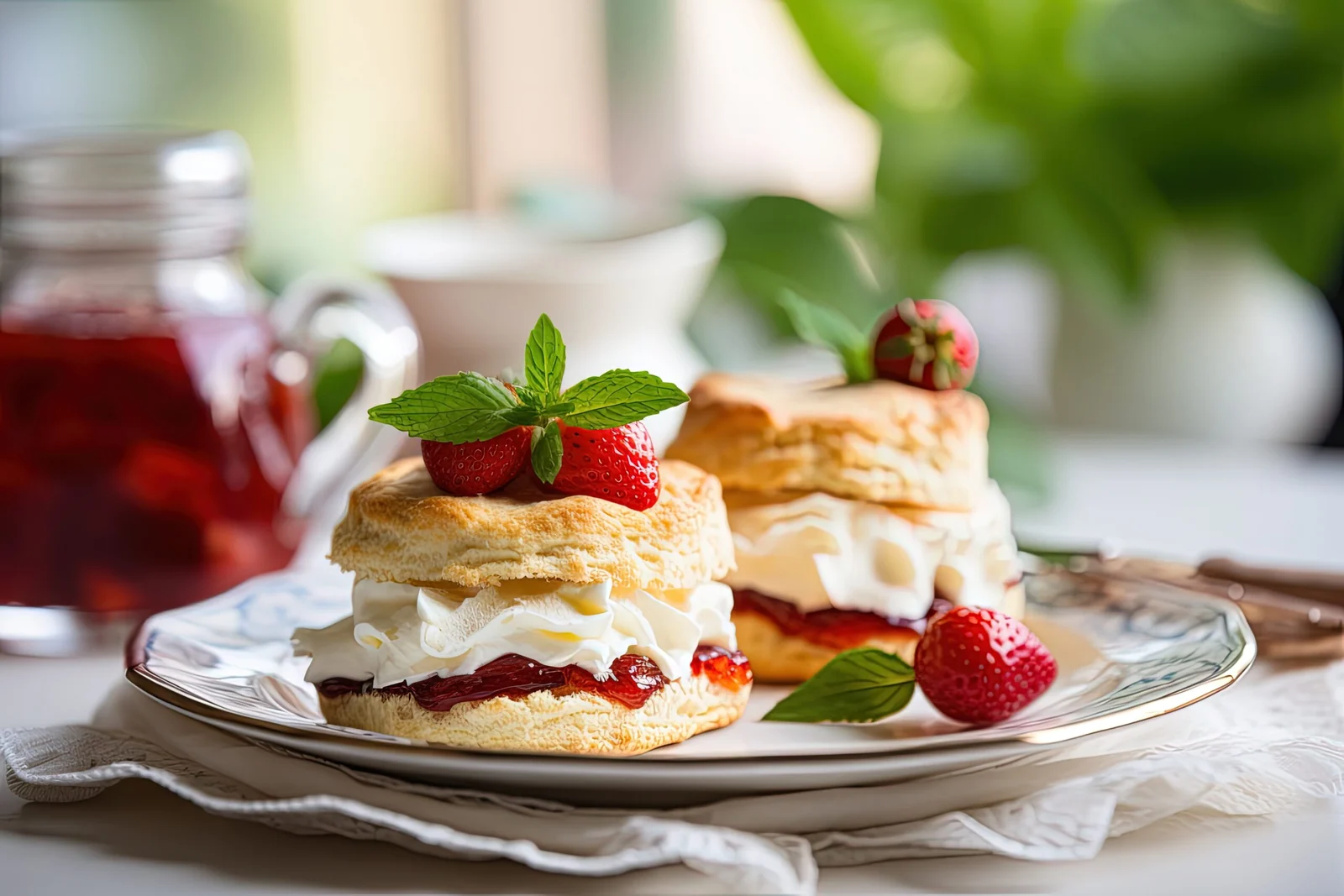 Fresh scones served with jam and clotted cream